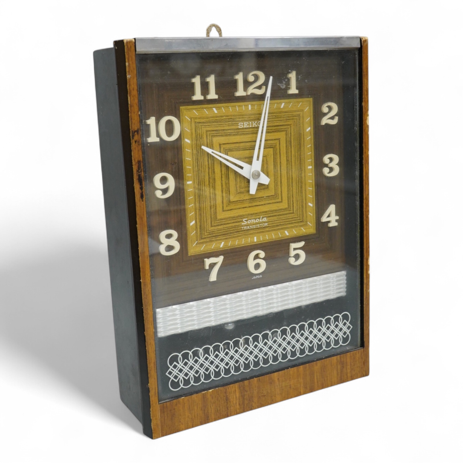 A Seiko Sonola Transistor wall clock, 32.5cm high x 23cm wide